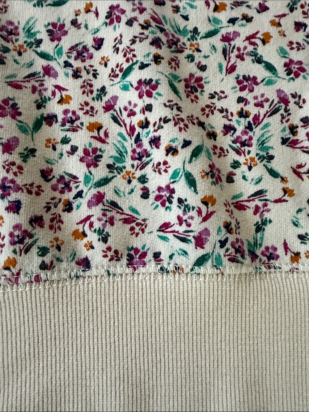 Hurley Cream Floral Crewneck Sweatshirt with Purple & Teal Accents - Picture 2 of 4